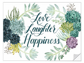 Wall sticker Love laughter happiness (english)