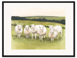 Gerahmter Kunstdruck Schafe auf der Weide