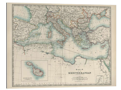 Tableau en plexi-alu La Méditerranée au 19ème siècle (anglais)