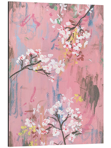 Aluminium print Cherry Blossoms on Pink