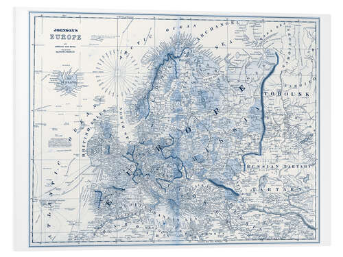 Tableau en PVC L'Europe dans les tons bleus (anglais)