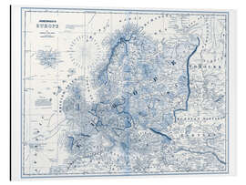 Magnettafel Europa in Blautönen (englisch)