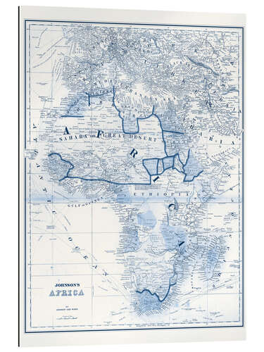 Tableau en plexi-alu L'Afrique dans les tons bleus (anglais)