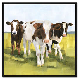 Gerahmter Kunstdruck Kühe auf der Weide II