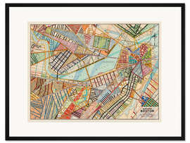 Gerahmter Kunstdruck Moderne Karte von Boston