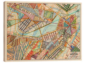 Quadro de madeira Mapa moderno de Boston