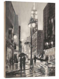 Wood print Illuminated streets I