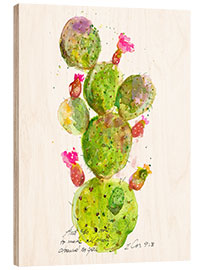 Wood print Cactus verse III