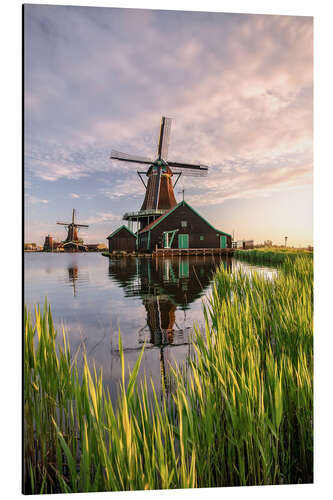 Aluminium print Dutch windmill idyll