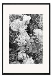 Gerahmter Kunstdruck Pfingstrosen Schwarz/Weiß
