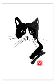 Wall print  Cat black and white - Péchane