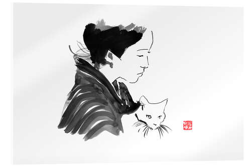 Acrylic print Geisha with cat