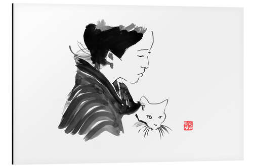 Alubild Geisha mit Katze