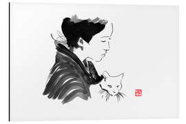 Magnettafel Geisha mit Katze