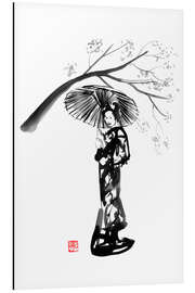 Tableau en aluminium Geisha sous un arbre