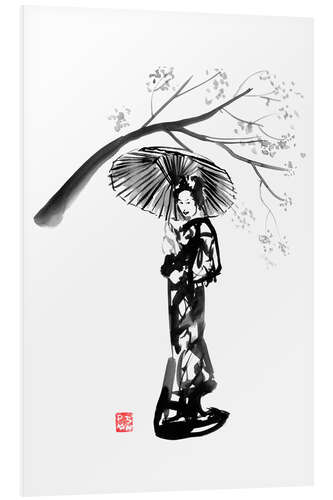 Foam board print Geisha under tree