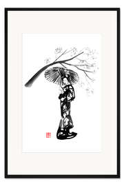 Gerahmter Kunstdruck Geisha unter einem Baum