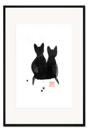 Gerahmter Kunstdruck Zwei Katzen