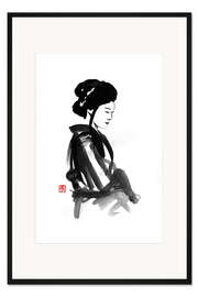 Gerahmter Kunstdruck Nachdenkliche Geisha 02
