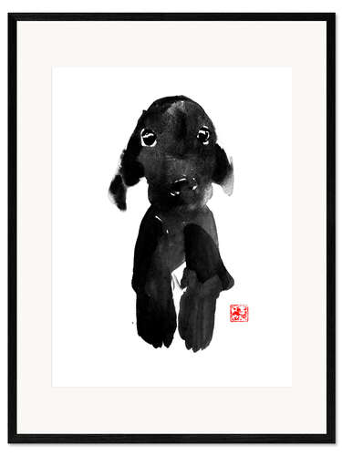Inramat konsttryck Dog cute