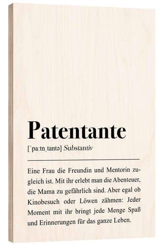 Wood print Godmother definition (German)