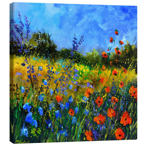 Canvas print Blue sky over a wildflower field