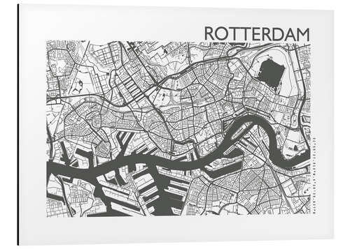 Aluminium print City map of Rotterdam