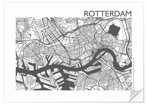 Adesivo murale Mappa della città di Rotterdam