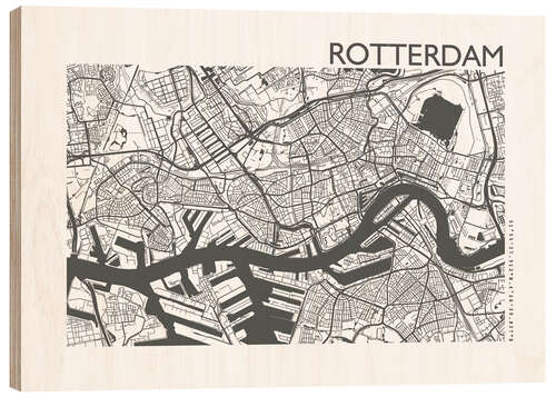 Holzbild Stadtplan von Rotterdam