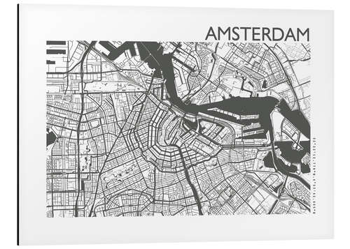 Quadro em alumínio Amsterdam – city map