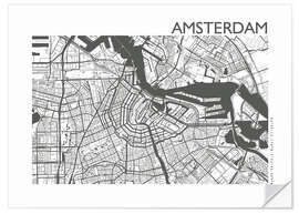 Sticker mural Amsterdam – plan de la ville