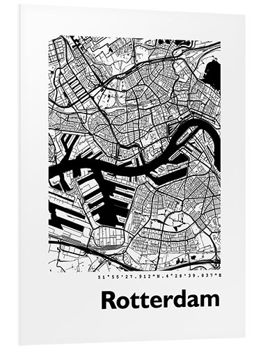 Cuadro de PVC Mapa de la ciudad de Rotterdam