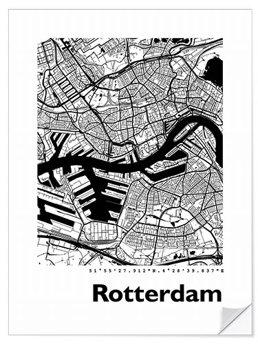 Wandsticker Stadtplan von Rotterdam