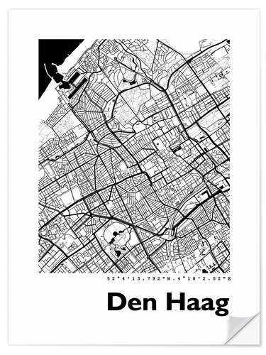 Wandsticker Stadtplan von Den Haag