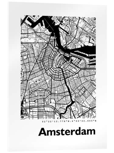 Acrylic print City map of Amsterdam