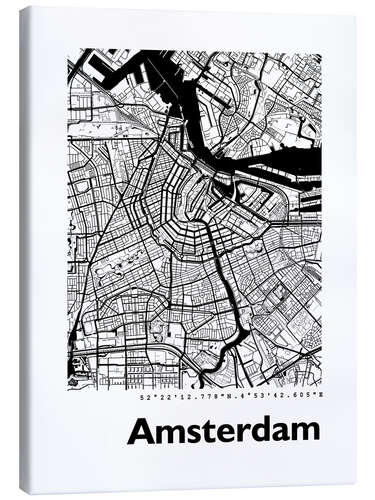 Leinwandbild Stadtplan von Amsterdam