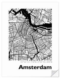 Sticker mural Carte d'Amsterdam