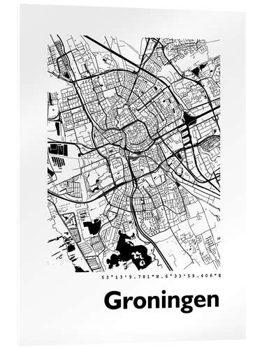 Acrylic print City map of Groningen