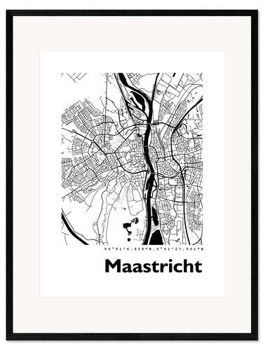 Plakat artystyczny premium w ramie Map of Maastricht