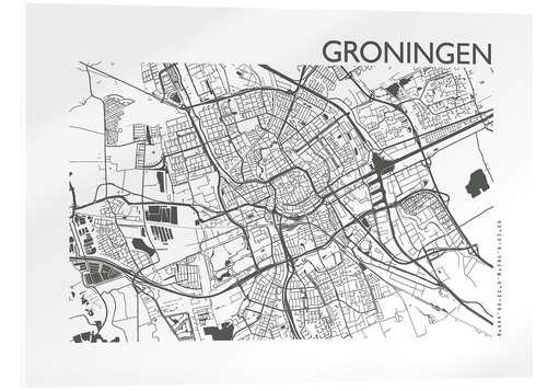 Acrylglasbild Stadtplan von Groningen