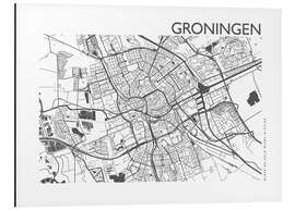 Quadro em alumínio Mapa de Groninga