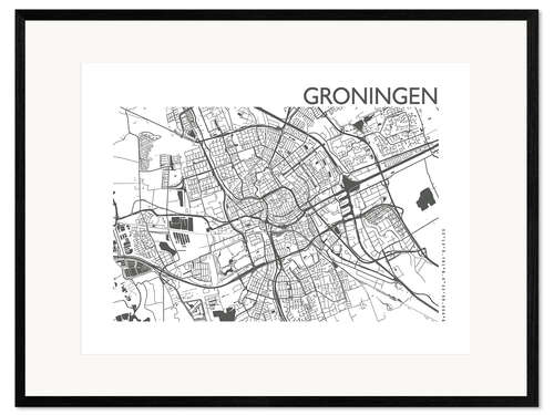 Stampa artistica con cornice Mappa della città di Groninga