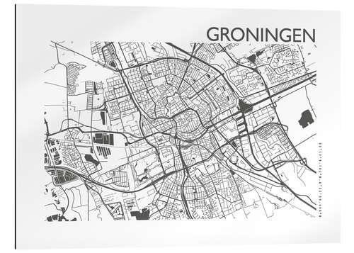 Cuadro de plexi-alu Mapa de la ciudad de Groninga