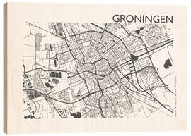 Hout print City map of Groningen