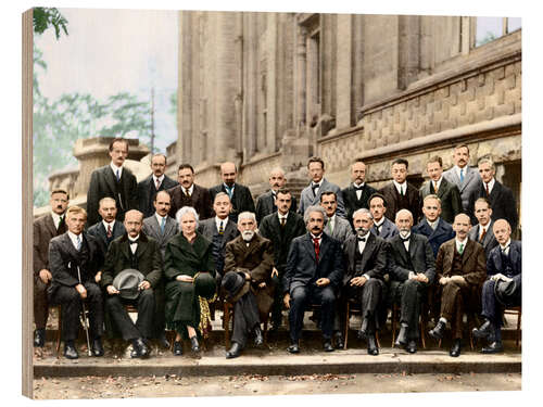 Holzbild Fünfte Solvay-Konferenz, 1927 (koloriert)