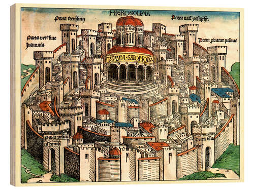 Holzbild Jerusalem im Jahre 1490