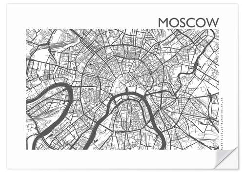 Självhäftande poster City map of Moscow