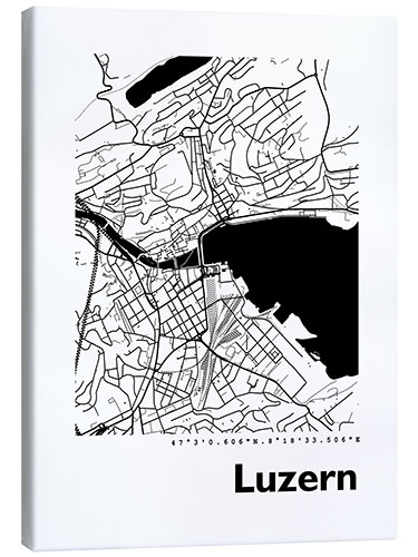 Canvas print City map of Lucerne