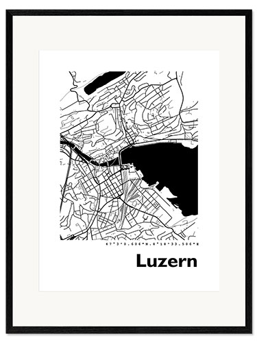 Innrammet kunsttrykk City map of Lucerne