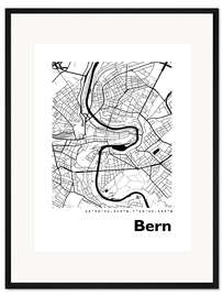 Gerahmter Kunstdruck Stadtplan von Bern